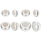 8Pcs 4 Styles 925 Sterling Silver Spacer Beads, with Silica Gel, Flat Round, Silver, 6.4~8.8mm, Hole: 3~4.1mm, 2pcs/style