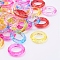 Transparent Acrylic Beads, Faceted, Donut, Mixed Color, about 19.5mm in diameter, 4.5mm thick, hole: 12mm