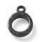304 Stainless Steel Toggle Clasps Parts, Textured, Ring, Electrophoresis Black, 16x12x2mm, Hole: 2mm