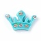 Resin Cabochons, with Rhinestone, Crown, Crystal, Cyan, 13x19x4mm