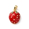 Brass Enamel Pendants, Strawberry, Golden, 19x13.5x6.5mm, Hole: 4x3mm