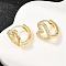 Hollow Heart Brass Micro Pave Clear Cubic Zirconia Hoop Earrings, Real 18K Gold Plated, 12x11.5x9.5mm