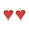 Alloy Enamel Pendants, Playing Cards Style, Golden, Heart, Red, 15.5x12.5x2mm, Hole: 1.8mm