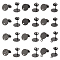 24Pcs 6 Style Flat Round with Textured 304 Stainless Steel Stud Earring Findings, with Ear Nuts/Earring Backs & Loop, Electrophoresis Black, 4pcs/style