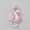 Handmade Lampwork Pendants, Sea Horse Charms, Pearl Pink, 43.5~46x21~27x9~12mm, Hole: 3x4~4.5mm