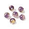 Two Tone Transparent Acrylic Beads, Hand Drawn Beads, Round, with Glitter Powder & Enamel, Medium Orchid, 15x14mm, Hole: 3mm