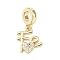Brass Micro Pave Clear Cubic Zirconia European Dangle Charms, FE Heart Large Hole Pendants, Real 18K Gold Plated, 22.5mm, Hole: 4.7mm