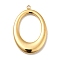 Ion Plating(IP) 304 Stainless Steel Pendants, Oval Ring Charms, Real 18K Gold Plated, 29x19.5x3mm, Hole: 1.4mm