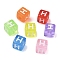 Spray Painted Transparent Acrylic Beads, Cube with Letter, Mixed Color, Letter H, 9.5x9.5x10mm, Hole: 3.8mm, about 570pcs/500g