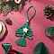 Cotton Christmas Trees Pendant Decoration, with Wood Star Charm, for Christmas Party Ornaments, Green, 185~195mm