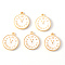 Alloy Enamel Pendants, Light Gold, Cadmium Free & Lead Free, Clock, Creamy White, 17x14x2mm, Hole: 1.2mm