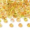 10G Electroplate Transparent Colours Rainbow Glass Seed Beads, Donut, Goldenrod, 6.5x3mm, Hole: 1.2mm, about 10g
