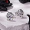 Halloween 925 Sterling Silver Cubic Zirconia Stud Earrings, Antique Silver, Skull, 9.5x5.5mm