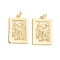 Brass Pendants, with Jump Rings, Rectangle with Dragon, Golden, 22~22.5x15x2mm, Hole: 3mm