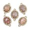 Natural Sunstone Faceted Oval Links, Rack Plating Brass Micro Pave Clear Cubic Zirconia Connector Charms, Golden, 17.5x11x4.5mm, Hole: 1.5mm