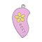 Alloy Enamel Pendants, Platinum, Broken Heart with Word Best Friend & Flower Charm, Pearl Pink, 35.5x18x1mm, Hole: 2mm