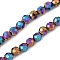 Electroplated Synthetic Non-magnetic Hematite Beads Strands, Faceted, Round, Rainbow Plated, 4x3.5~4mm, Hole: 1mm, about 102pcs/strand, 15.08''(38.3cm)