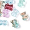 10Pcs Transparent Glass Beads, Bear, Gradient Color, Mixed Color, 14x12x9.5mm, Hole: 1~1.2mm