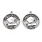 Tibetan Style Alloy Pendants, Lead Free & Cadmium Free, Flat Round with Word Graduation Day, Antique Silver, 25x22x1mm, Hole: 1.8mm, about 201pcs/500g
