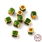 Matte Gold Color 925 Sterling Silver Beads, with Enamel, Square, Dark Green, 3x2.5x2.5mm, Hole: 1.4mm