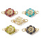 Plating Acrylic Connector Charms, Metal Enlaced Flower Links, with Golden Tone 304 Stainless Steel Double Loops, Mixed Color, 23.5x13x4mm, Hole: 2~2.5mm