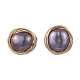 Плоские круглые серьги-гвоздики из натурального культивированного пресноводного жемчуга EJEW-JE06698-5