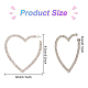 2 пара двухцветных сережек-гвоздиков в форме сердца с ажурными хрустальными стразами и 2 серебряными булавками EJEW-AN0001-23-2