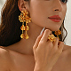 Комплекты серег и колец-манжет с полыми железными цветами для женщин AS0088-4