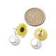 Серьги-гвоздики с подсолнечником из натурального жемчуга и смолы EJEW-JE05693-01-3