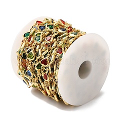 Цепочка из латуни со стеклянным звеном ручной работы в форме сердца CHC-M024-04G-04