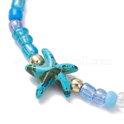 6 шт. браслет из синтетической бирюзы и немагнитных гематитовых бусин&nbsp;BJEW-JB13432