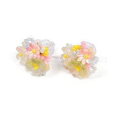 Серьги-гвоздики из цветочного стекла и пластика FS-WG119A6-03