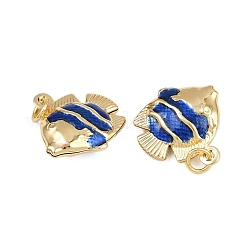 Латунные эмалевые подвески-рыбки&nbsp;KK-I377-05G-A01