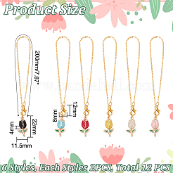 2 комплект подвесок из эмали в виде тюльпана AJEW-HY0001-56