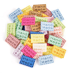 65 шт. 13-х цветная прямоугольная этикетка для одежды из замши ручной работы AJEW-TA0002-15