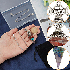 2 шт. подвеска-маятник для биолокации из драгоценных камней и смолы оргонита&nbsp;AJEW-SC0003-25