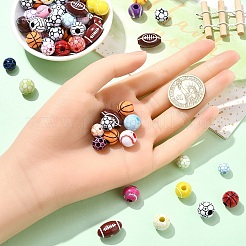 Наборы для самостоятельного изготовления браслетов из акриловых бусин на спортивную тематику&nbsp;DIY-YW0010-96