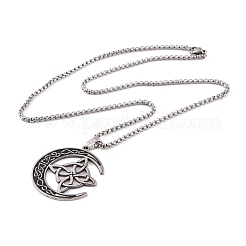 Ожерелья с подвеской в виде луны и троичного узла из нержавеющей стали 201 для мужчин и женщин NJEW-G087-10P