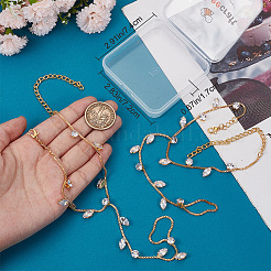 2шт латунные прозрачные кубические циркониевые браслеты-цепочки для женщин BJEW-BBC0001-09G