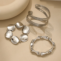 Набор из тянущихся браслетов и манжет из железа и пластика CCB для женщин&nbsp;FS-WGEA17F-01