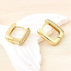 Латунные серьги-кольца из прозрачного кубического циркония EJEW-Z121-10G