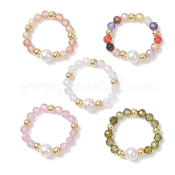 Регулируемые эластичные кольца на палец с кубическим цирконием&nbsp;RJEW-JR00974