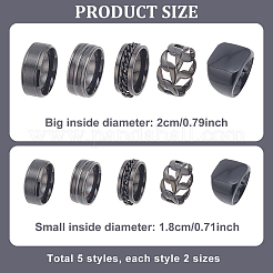 10 шт. 10 стиля латунных прямоугольных перстней-печаток RJEW-AN0001-16