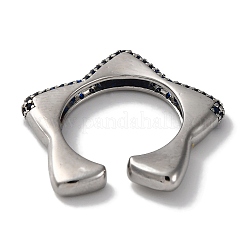 Кольца-манжеты для женщин с открытыми кольцами из латуни и кубическим цирконием в виде звезды RJEW-S242-02P-A