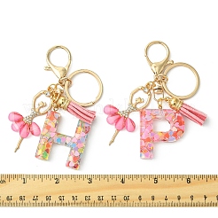 Буквы a~z прозрачные блестящие брелки из смолы с подвеской KEYC-FZ00024-03