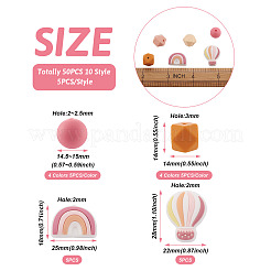 50шт 10 стиля пищевых экологически чистых силиконовых бусин&nbsp;SIL-BT0001-03