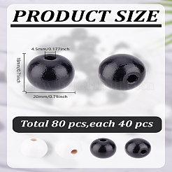 80шт 2 цвета деревянные европейские бусины с принтом WOOD-LP0001-01