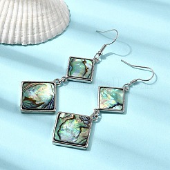 Серьги-подвески из натуральной латунной раковины морского ушка EJEW-F388-01E-P