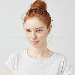 2 пара двухцветных сережек-подвесок из белого акрила в форме ромба EJEW-AN0001-85