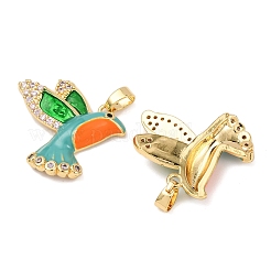 Латунные микропроволочные кубические циркониевые подвески из эмали&nbsp;KK-G543-04G-01